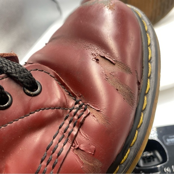 Womens Doc Dr Martens 1460 8 Hole Cherry Red Combat Boots US 5 Y2K Goth Punk - Picture 8 of 14